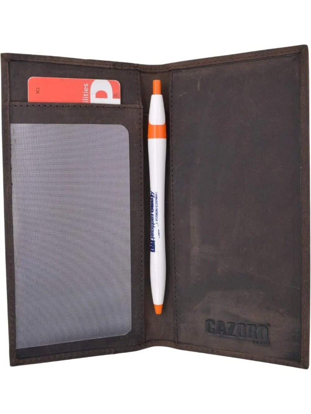 Stylish Genuine Leather Checkbook Cover Wallet - RFID Blocking, Unisex, Dark